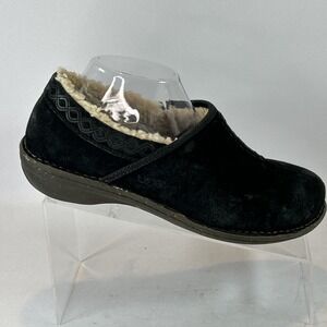 UGG Bettey Black Suede Clogs Women's Size 10 Shearling Lining Slip On Shoes